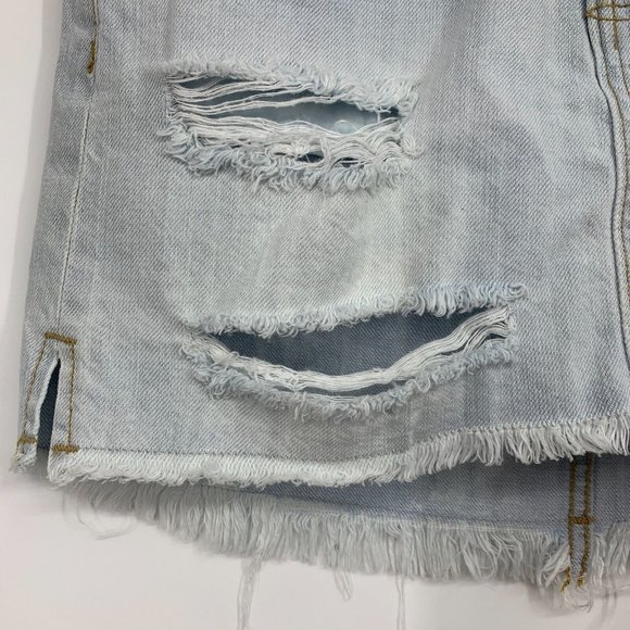 One Teaspoon Denim Skirt Blue 2020 High Waist Mini Distressed Fray Hem - Picture 7 of 13
